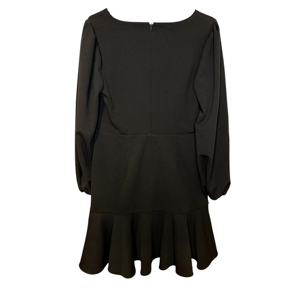 DKNY Black Ruffle Wrap Dress Long Sleeve Party Cocktail Women's - Picture 2 of 4